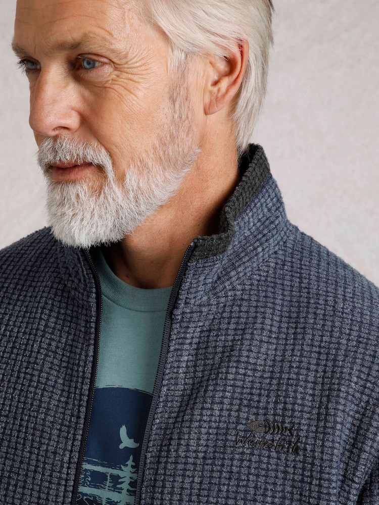 Weird Fish Dark Blue Shires Full Zip Grid Fleece - Image 4 of 7