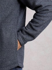 أزرق داكن - Weird Fish Shires Full Zip Grid Fleece - صورة 5 من 7
