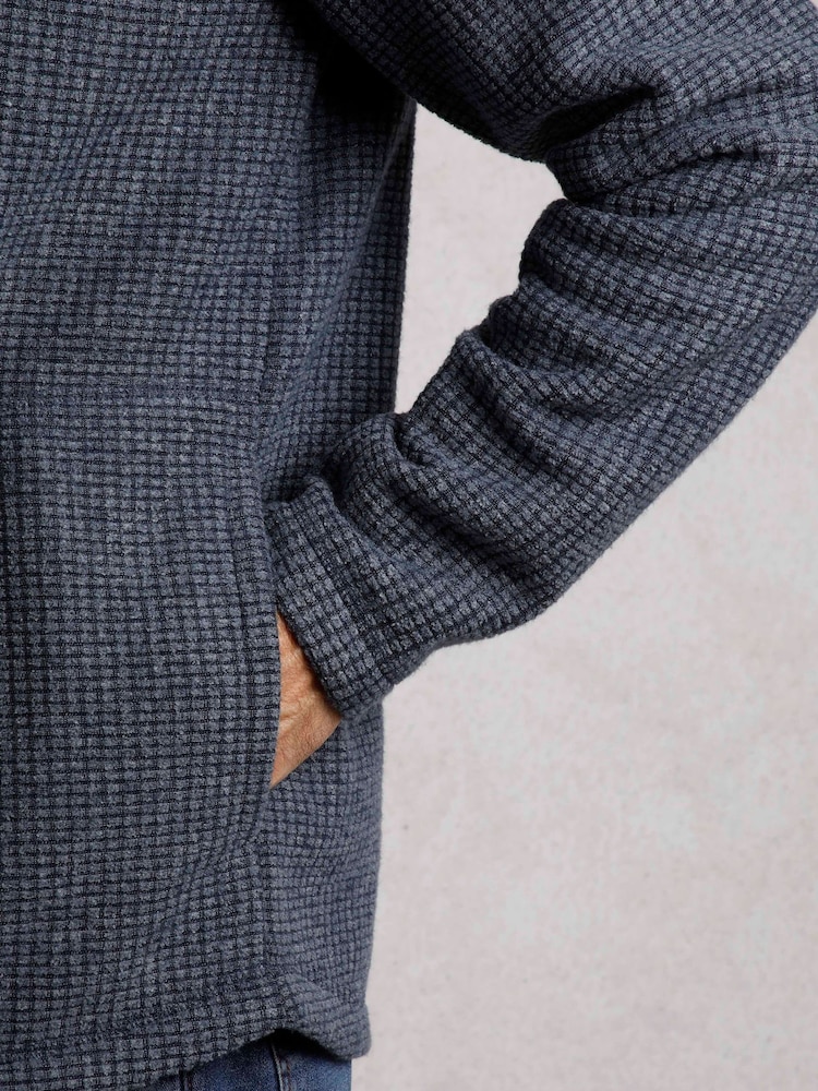 Weird Fish Dark Blue Shires Full Zip Grid Fleece - Image 5 of 7