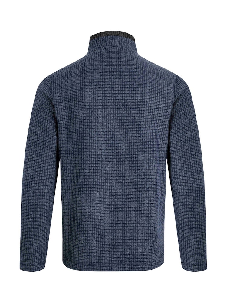 أزرق داكن - Weird Fish Shires Full Zip Grid Fleece - صورة 7 من 7