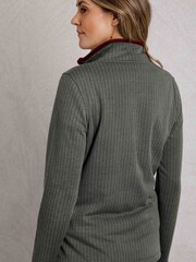 Weird Fish Green Weird Fish Lilie Quarter Zip Herringbone Sweat Top - Image 2 of 6
