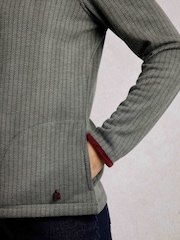 Weird Fish Green Weird Fish Lilie Quarter Zip Herringbone Sweat Top - Image 4 of 6