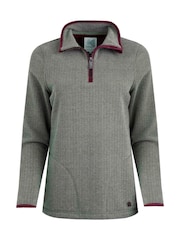 Weird Fish Green Weird Fish Lilie Quarter Zip Herringbone Sweat Top - Image 5 of 6