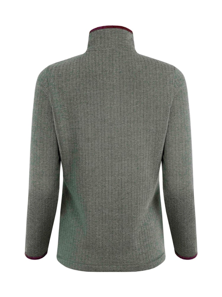 Weird Fish Green Weird Fish Lilie Quarter Zip Herringbone Sweat Top - Image 6 of 6