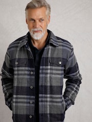 Weird Fish Grey Hollage Quilted Check Shacket - Image 2 of 7