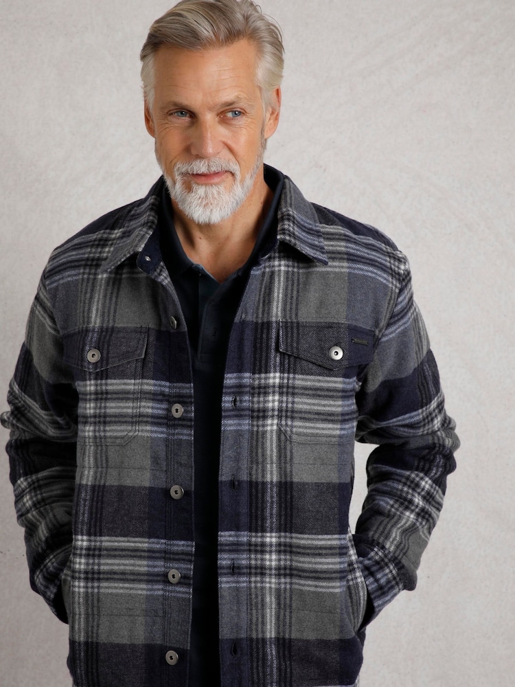 Weird Fish Grey Hollage Quilted Check Shacket - Image 2 of 7