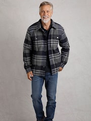 Weird Fish Grey Hollage Quilted Check Shacket - Image 4 of 7