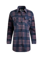 Weird Fish Dark Blue Weird Fish Autumn Oversized Check Fleece 100% Cotton Shacket - Image 6 of 7