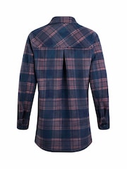 Weird Fish Dark Blue Weird Fish Autumn Oversized Check Fleece 100% Cotton Shacket - Image 7 of 7