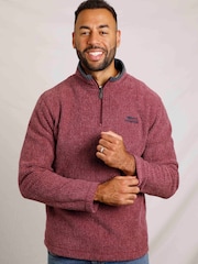 Weird Fish Red Newark Eco Quarter Zip Grid Fleece - Image 1 of 7