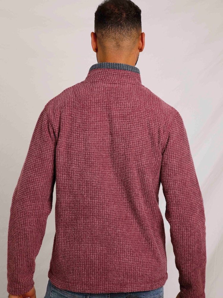 أحمر - Weird Fish Newark Quarter Zip Grid Fleece - صورة 2 من 7 أحمر - Weird Fish Newark Quarter Zip Grid Fleece - صورة 2 من 7