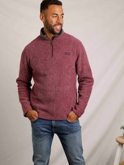 Weird Fish Red Newark Eco Quarter Zip Grid Fleece - Image 3 of 7