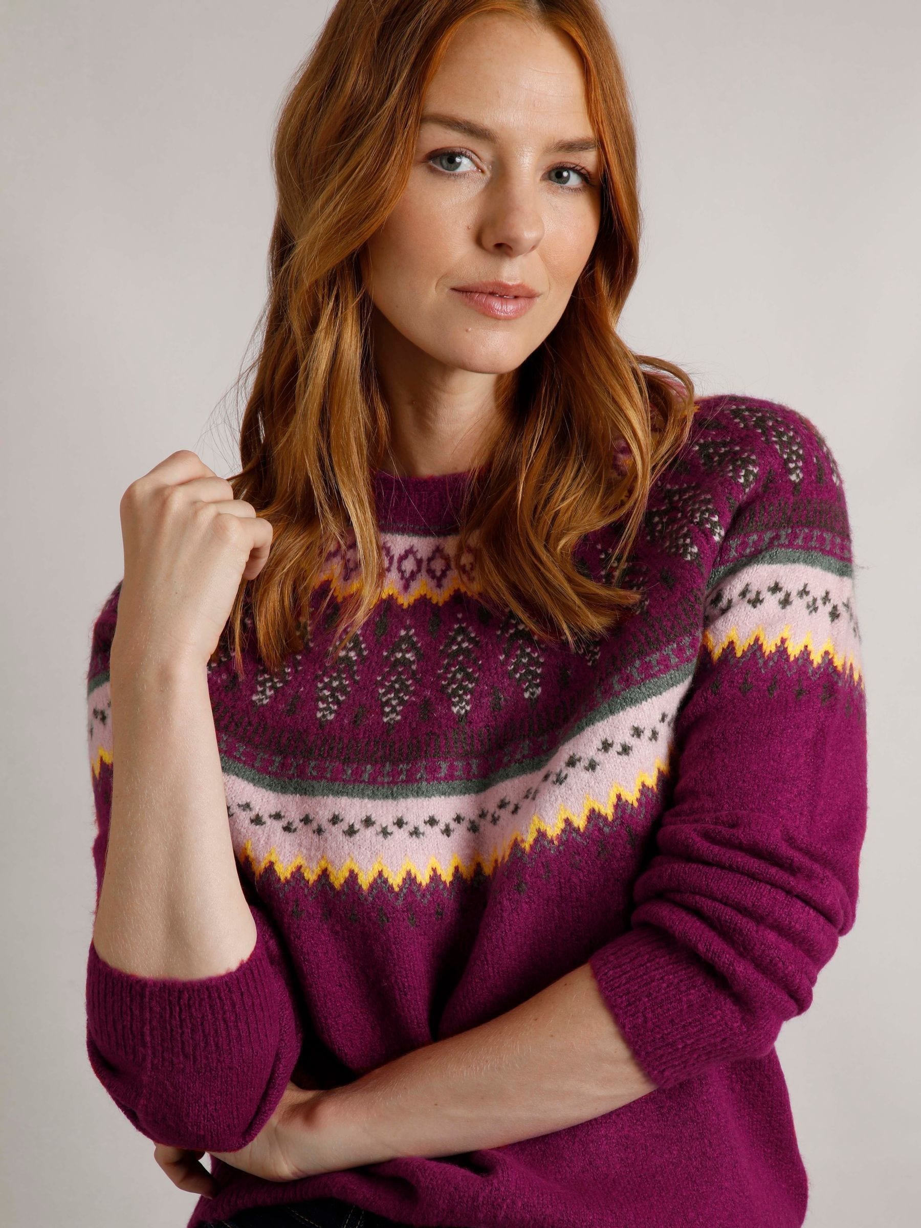 Weird Fish Pink Weird Fish Lowell Eco FairIsle Pattern Jumper
