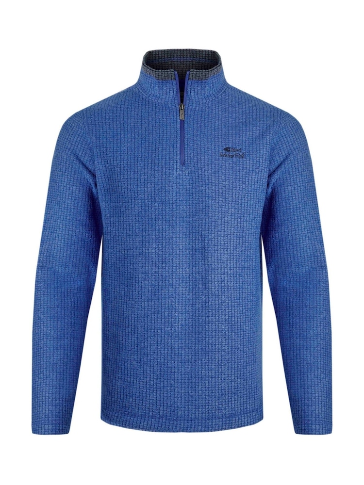 Weird Fish Blue Newark Eco Quarter Zip Grid Fleece - Image 2 of 3