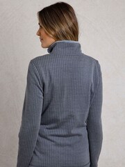 Weird Fish Blue Weird Fish Lilie Quarter Zip Herringbone Sweat Top - Image 2 of 2
