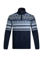 Weird Fish Blue Weird Fish Yarmouth Eco 1/4 Zip Fairisle Jumper - Image 6 of 7