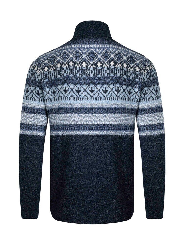 Weird Fish Blue Weird Fish Yarmouth Eco 1/4 Zip Fairisle Jumper - Image 7 of 7 Weird Fish Blue Weird Fish Yarmouth Eco 1/4 Zip Fairisle Jumper - Image 7 of 7