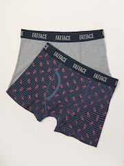 FatFace Grey & Navy Lobster Classic Boxers 2 Pack - Image 1 of 2