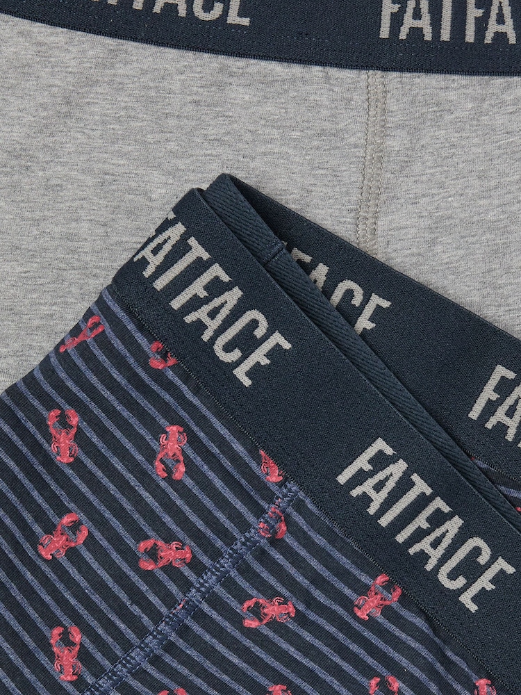 FatFace Grey & Navy Lobster Classic Boxers 2 Pack - Image 2 of 2