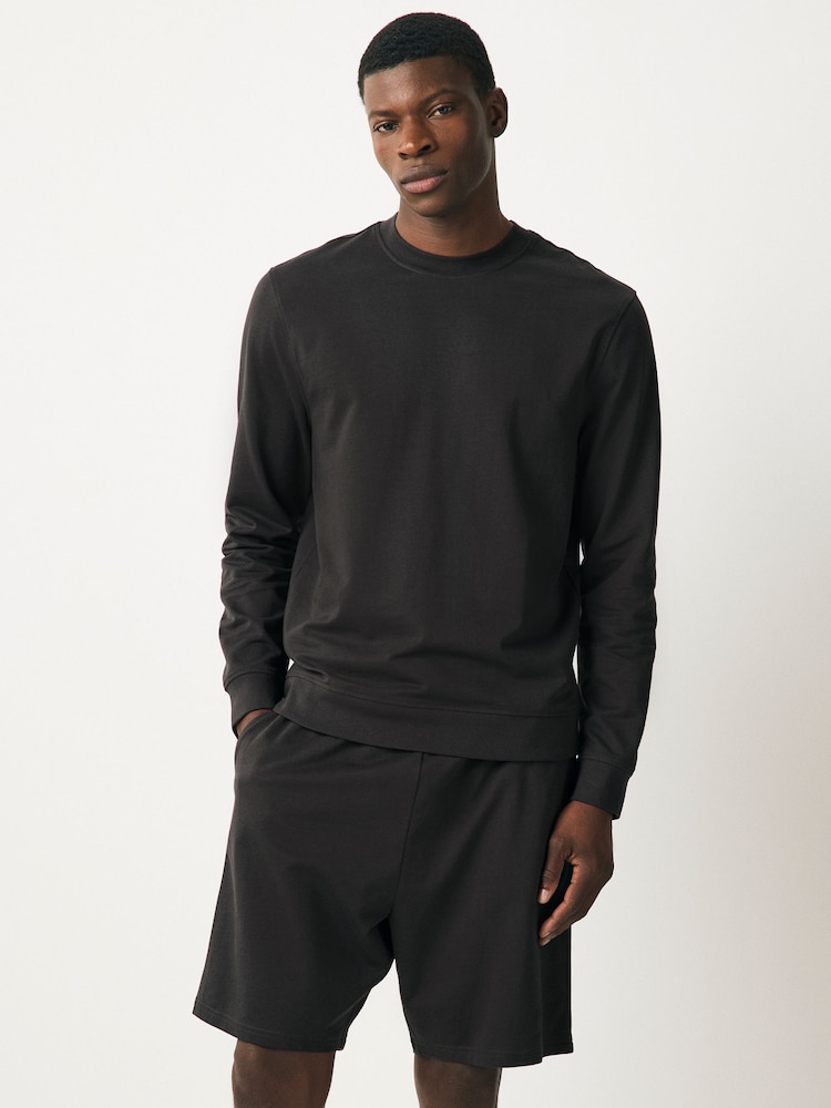 Slate Grey 100% Cotton Sweatshirt And Shorts Set - Image 1 of 11