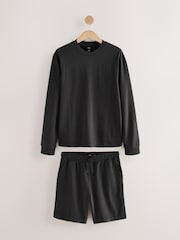 Slate Grey 100% Cotton Sweatshirt And Shorts Set - Image 7 of 11