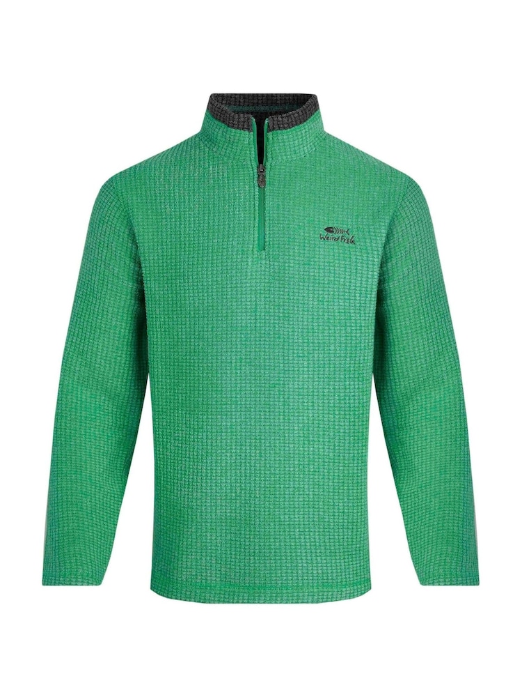 Weird Fish Green Newark Eco Quarter Zip Grid Fleece - Image 2 of 3