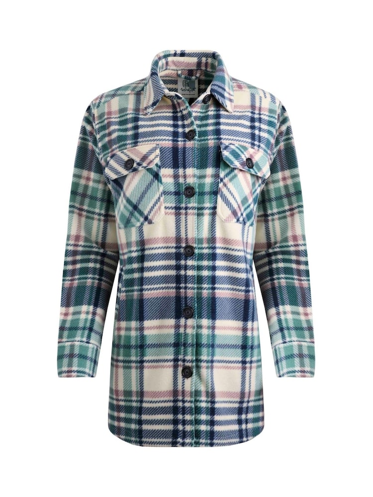 Weird Fish Blue Weird Fish Autumn Oversized Check Fleece 100% Cotton Shacket - Image 2 of 3