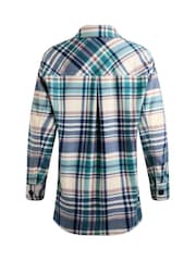 Weird Fish Blue Weird Fish Autumn Oversized Check Fleece 100% Cotton Shacket - Image 3 of 3