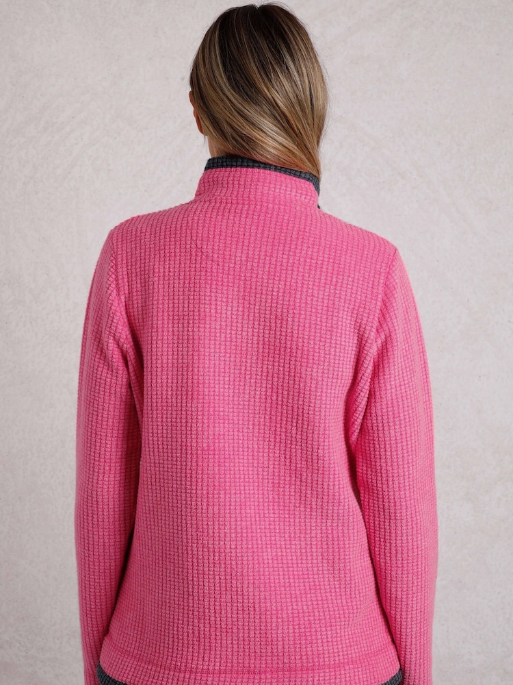 Weird Fish Pink Beyonce 1/4 Zip Grid Fleece - Image 2 of 6 Weird Fish Pink Beyonce 1/4 Zip Grid Fleece - Image 2 of 6
