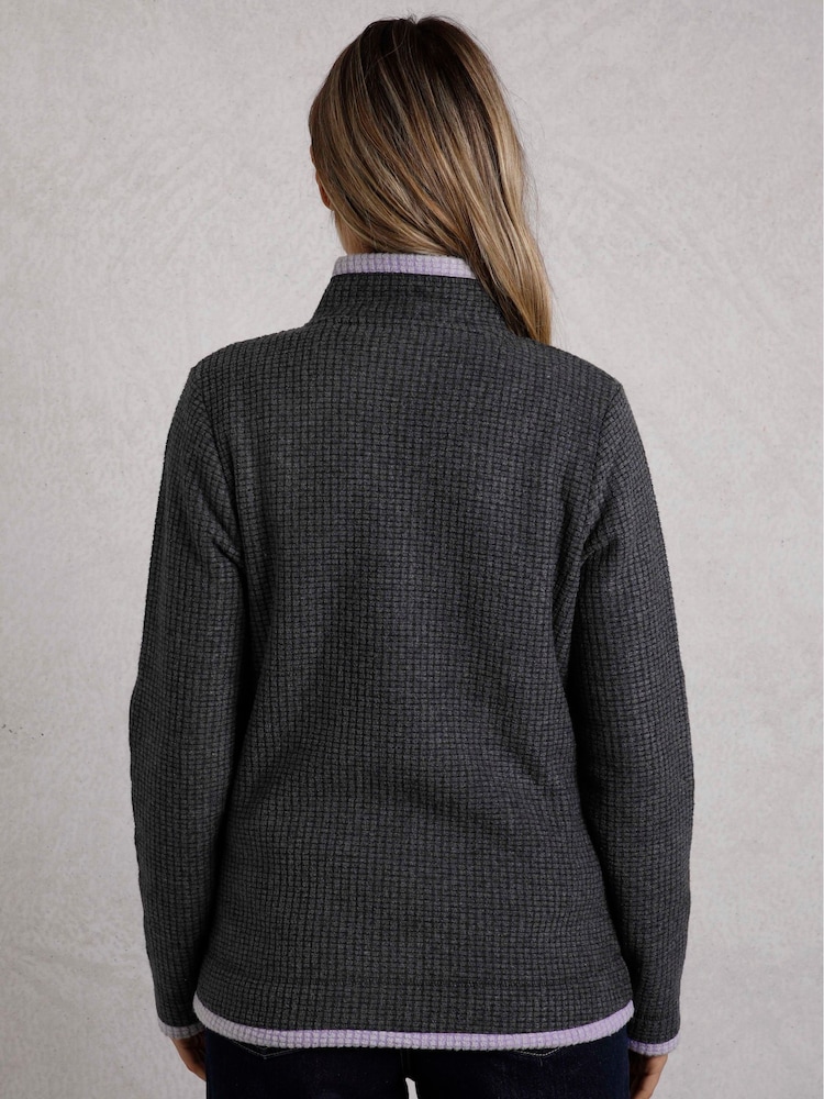 Weird Fish Black Ariana Eco Full Zip Grid Fleece - Image 2 of 6