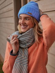 Weird Fish Blue Neve Double Rib Beanie Hat - Image 1 of 3