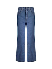 Weird Fish Dark Blue Marl Corine Wide Leg Denim Jeans - Image 3 of 4