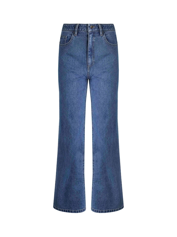 Weird Fish Dark Blue Marl Corine Wide Leg Denim Jeans - Image 3 of 4