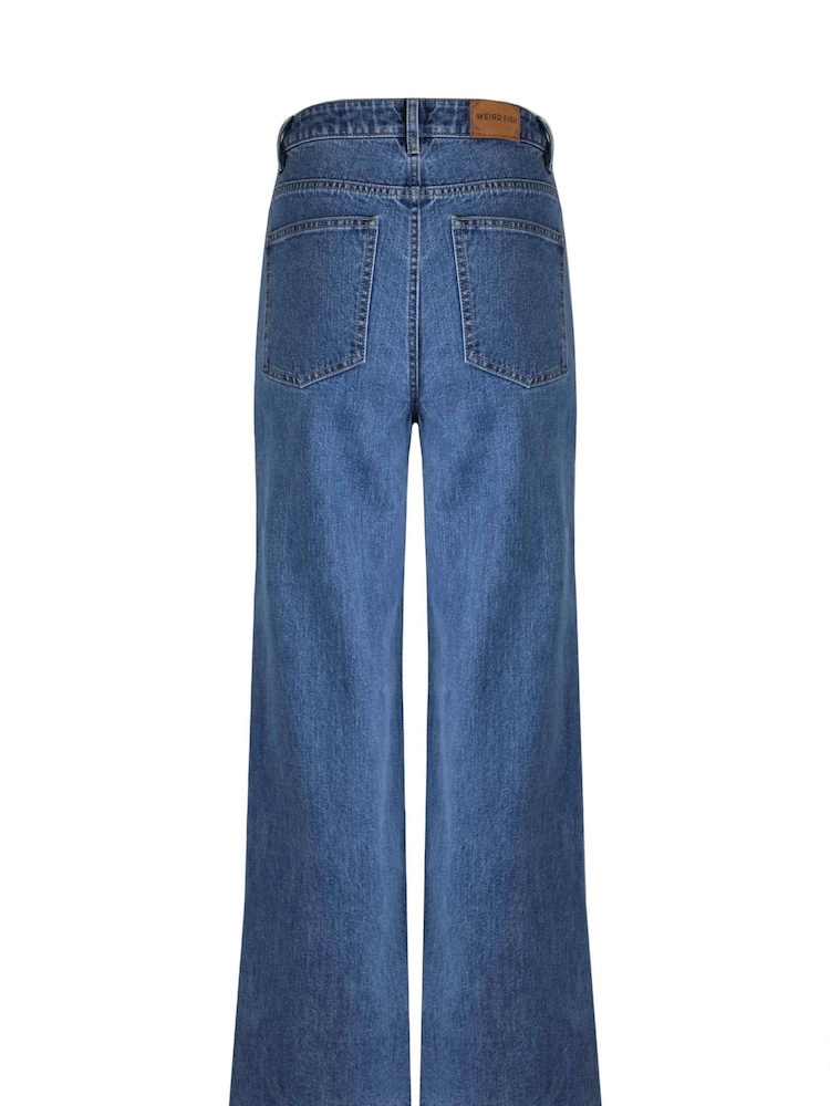 Weird Fish Dark Blue Marl Corine Wide Leg Denim Jeans - Image 4 of 4