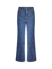 Weird Fish Dark Blue Marl Corine Wide Leg Denim Jeans - Image 6 of 8