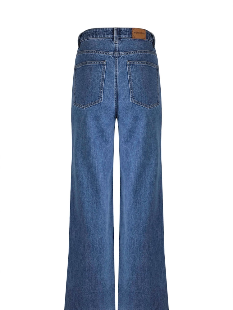 Weird Fish Dark Blue Marl Corine Wide Leg Denim Jeans - Image 8 of 8
