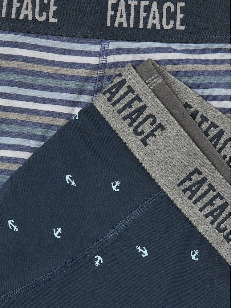 FatFace Blue Anchor Boxers 2 Pack - Image 2 of 2 FatFace Blue Anchor Boxers 2 Pack - Image 2 of 2