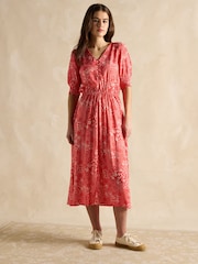 Красный - Платье миди с V-образным вырезом Joules Adele - Image 3 of 6