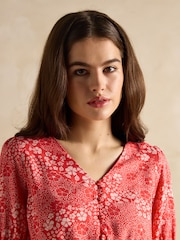 Красный - Платье миди с V-образным вырезом Joules Adele - Image 5 of 6