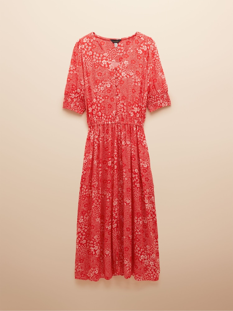 Rot - Joules Adele V-Neck Elbow Length Sleeve Midi Dress - Bild 6 von 6 Rot - Joules Adele V-Neck Elbow Length Sleeve Midi Dress - Bild 6 von 6