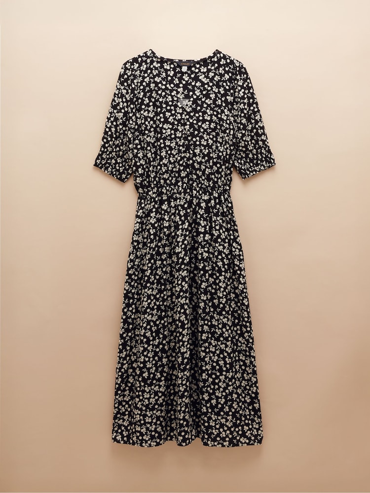 Schwarz - Joules Adele V-Neck Elbow Length Sleeve Midi Dress - Bild 6 von 6 Schwarz - Joules Adele V-Neck Elbow Length Sleeve Midi Dress - Bild 6 von 6