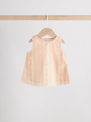 Cream/Green Floral Baby Sleeveless Top and Trouser 2 Piece Set (0mths-2yrs) - Image 2 of 13