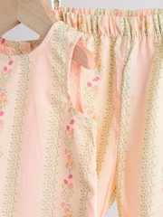 Cream/Green Floral Baby Sleeveless Top and Trouser 2 Piece Set (0mths-2yrs) - Image 7 of 13