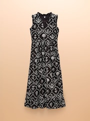 Joules Sophia Black Ruffle Shoulder Midi Dress - Image 9 of 9