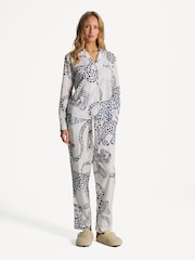 Desmond & Dempsey Cream Jaguar Jag Long Pyjamas Set - Image 1 of 7