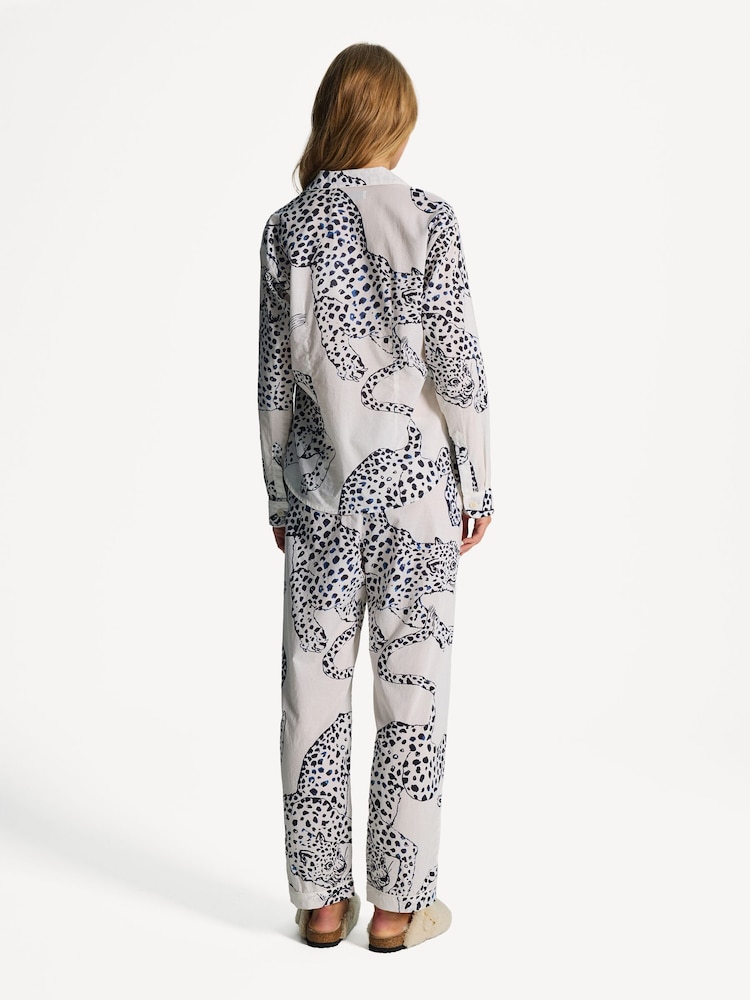 Desmond & Dempsey Cream Jaguar Jag Long Pyjamas Set - Image 2 of 7