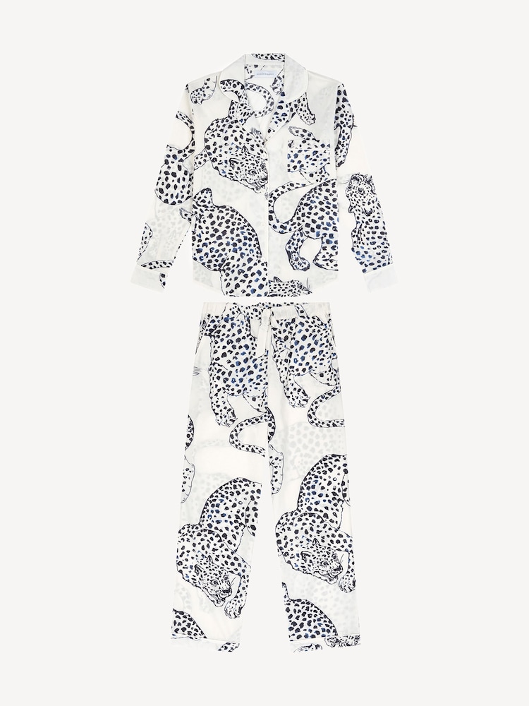 Desmond & Dempsey Cream Jaguar Jag Long Pyjamas Set - Image 7 of 7