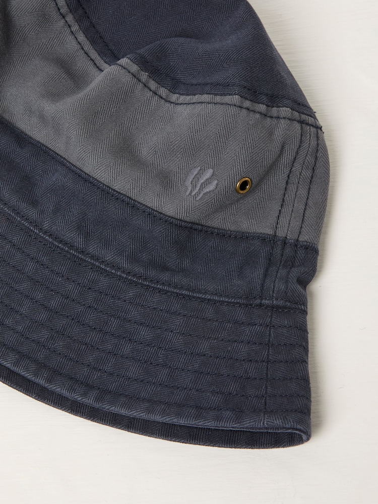 FatFace Navy Blue Colourblock Bucket 100% Cotton Hat - Image 2 of 2