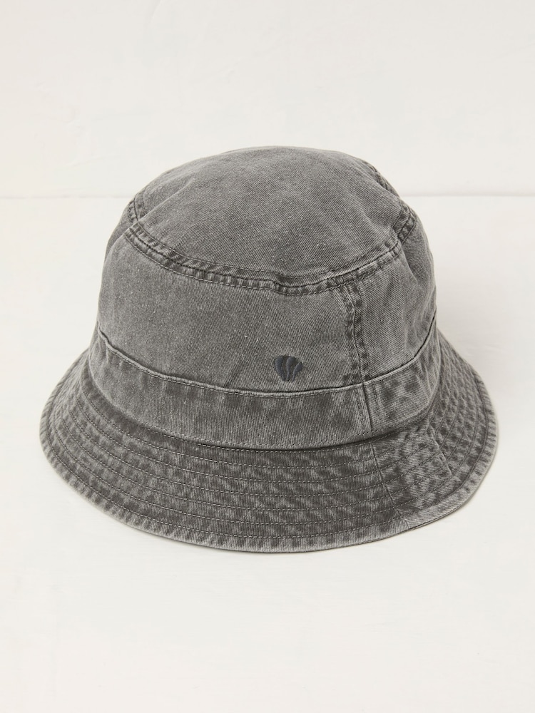 FatFace Grey Washed Bucket 100% Cotton Hat - Image 1 of 2