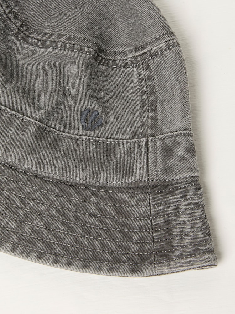 FatFace Grey Washed Bucket 100% Cotton Hat - Image 2 of 2
